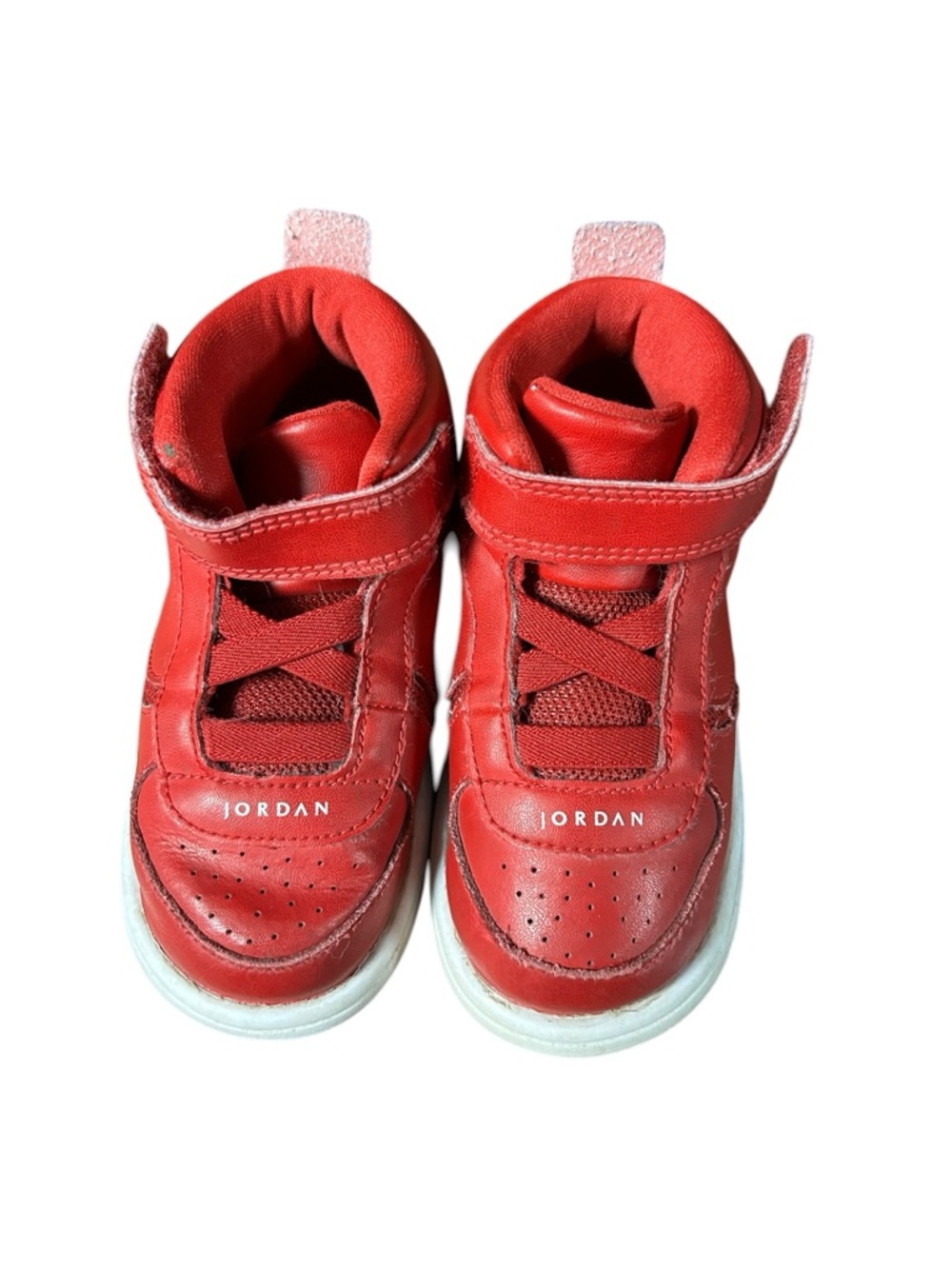 Jordan Kids Red High-Top Sneakers with White Soles